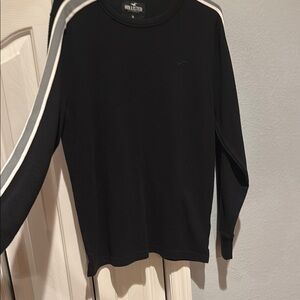 Hollister Black Long Sleeve Shirt with White Stripes